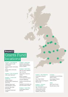 Map showing Round 2 grant recipients